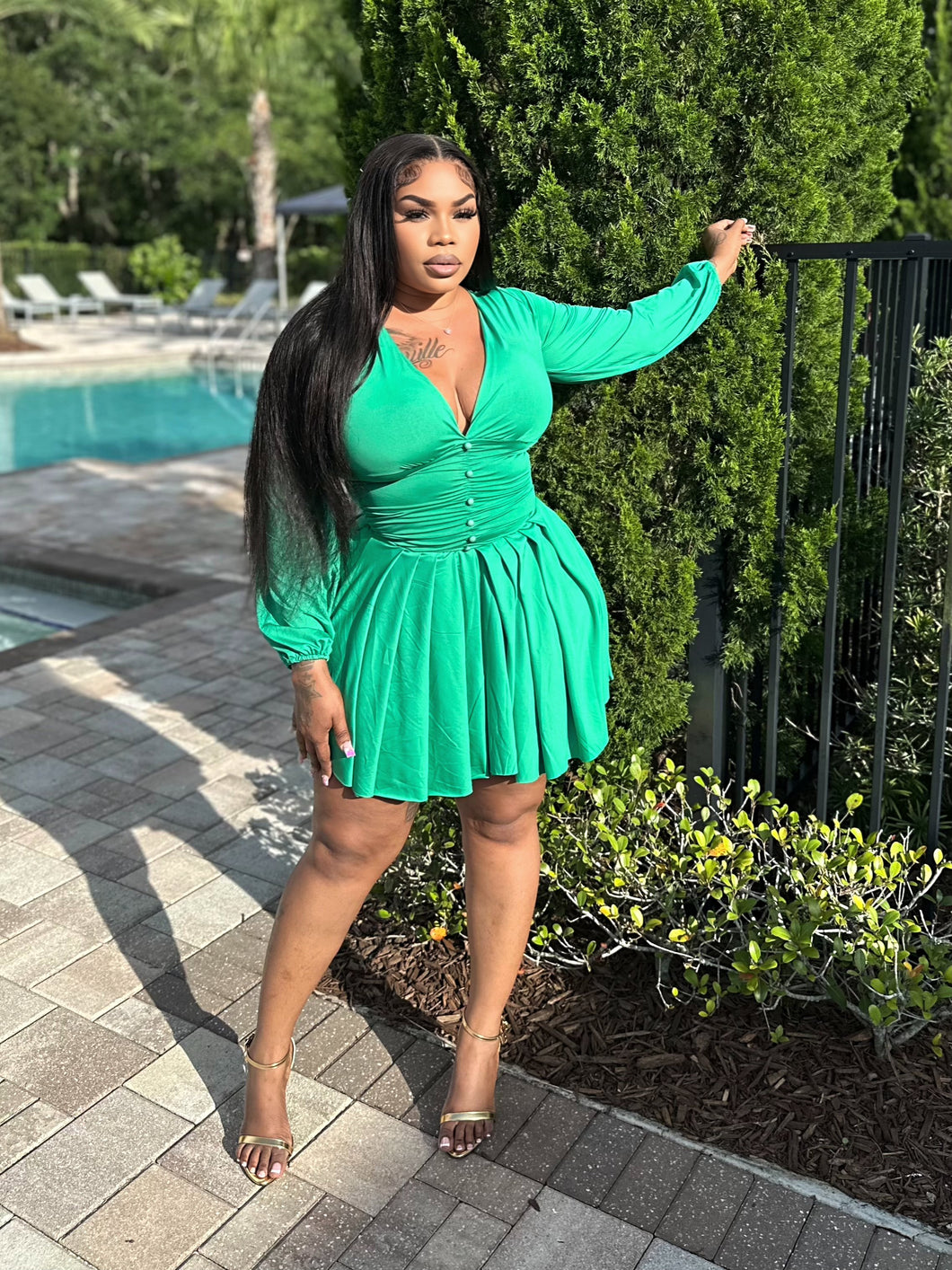 Aladdin Pleated Mini Dress
