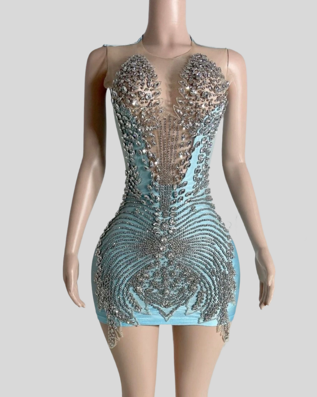 Luxury flowers rhinestone dress