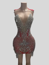 Load image into Gallery viewer, Luxury flowers rhinestone dress
